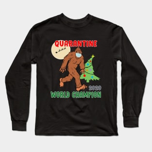 Quarantine World Champion Sasquatch Mask Christmas. Long Sleeve T-Shirt